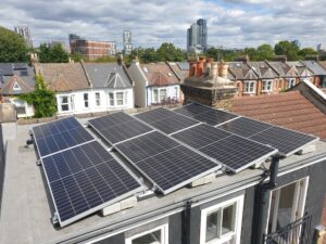 Solar panels on top a flat roof
